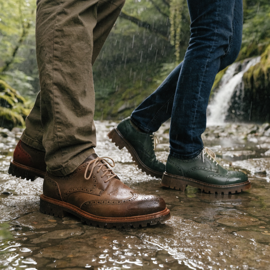 Chaussures en cuir Salamander portées en extérieur