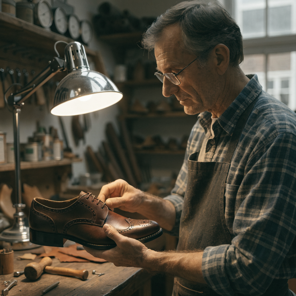 Artisan travaillant le cuir dans un atelier Salamander